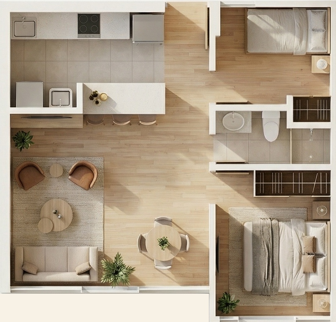 Tipologia 2D - 52 m2